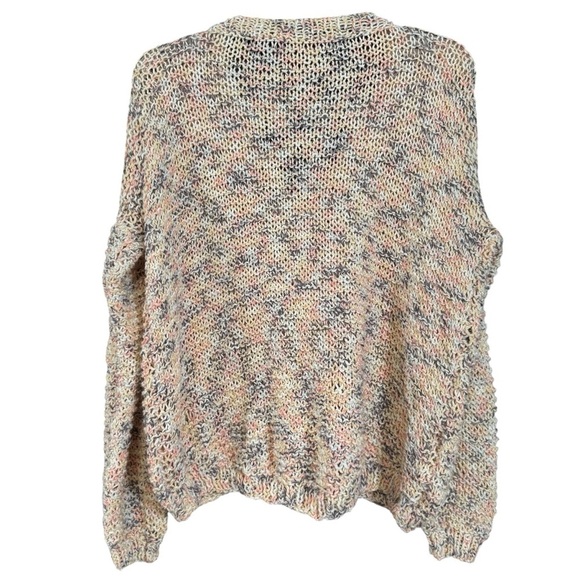 Hand-Knit Marled Chunky Sweater | Slouchy Fit V-Neck M/L - Picture 2 of 3